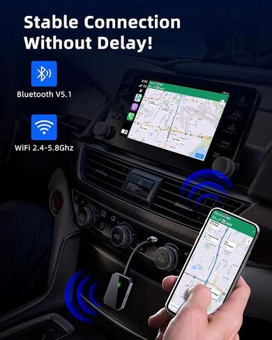 Wireless CarPlay Adapter, Convert Wired CarPlay to Wireless, Fit for Cars with Factory CarPlay Function and iPhone iOS 10+, Support Navigation, Music and Phone Calls in Saudi Arabia