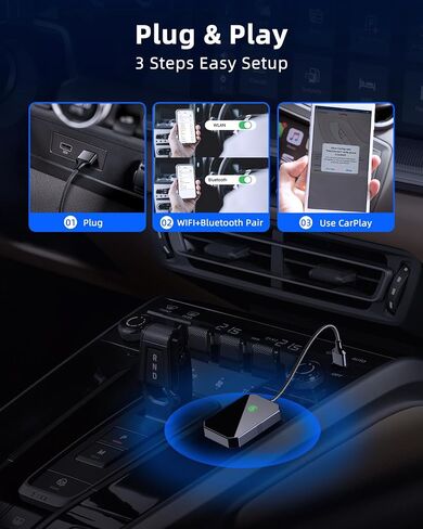 Wireless CarPlay Adapter, Convert Wired CarPlay to Wireless, Fit for Cars with Factory CarPlay Function and iPhone iOS 10+, Support Navigation, Music and Phone Calls in Saudi Arabia