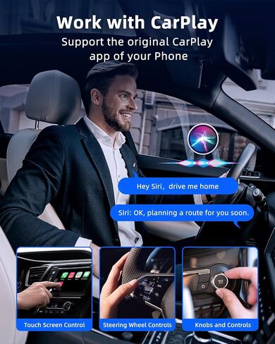 Wireless CarPlay Adapter, Convert Wired CarPlay to Wireless, Fit for Cars with Factory CarPlay Function and iPhone iOS 10+, Support Navigation, Music and Phone Calls in Saudi Arabia