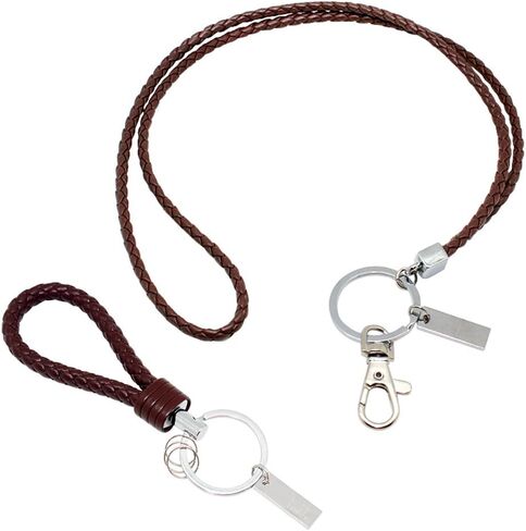 boshiho Office Lanyard, PU Leather Necklace Lanyard with Strong Clip and Keychain for Keys, ID Badge Holder, USB or Cell Phone (Black) in Saudi Arabia