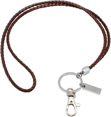 boshiho Office Lanyard, PU Leather Necklace Lanyard with Strong Clip and Keychain for Keys, ID Badge Holder, USB or Cell Phone (Black) in Saudi Arabia