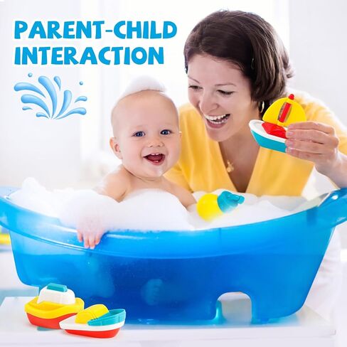 لعبة قارب ألعاب حمام للأطفال الصغار 1-3، مجموعة من 4، قوارب لعبة عائمة لحوض الاستحمام، ألعاب حمام سباحة للأطفال للعب في الماء في الهواء الطلق، ألعاب شاطئ حمام سباحة خالية من العفن، هدية عيد ميلاد مثالية لعيد الميلاد in Kuwait