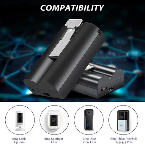 1-Pack 6040mAh Replacement Battery for Ring-Doorbell Camera 2/3/4/3Plus, Spotlight Camera and Stick Up Cam, Rechargeable Upgraded Lithium Li-ion Batteries 3.65V Camera Indoor Outdoor V4 with USB Cable in Saudi Arabia