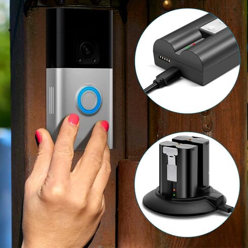 1-Pack 6040mAh Replacement Battery for Ring-Doorbell Camera 2/3/4/3Plus, Spotlight Camera and Stick Up Cam, Rechargeable Upgraded Lithium Li-ion Batteries 3.65V Camera Indoor Outdoor V4 with USB Cable in Saudi Arabia