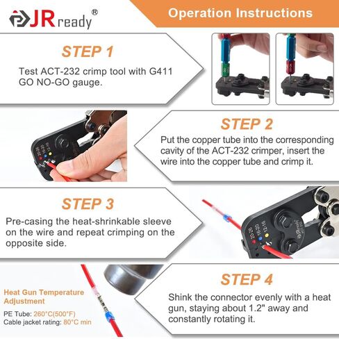 JRready 100 Sets IP68 Waterproof Heat Shrink Butt Connectors, 16-12 AWG Insulated Electrical Marine Automotive Wire Connectors, Tinned Copper Crimp Terminals Butt Splices with 3:1 Heat Shrink Tube in Saudi Arabia