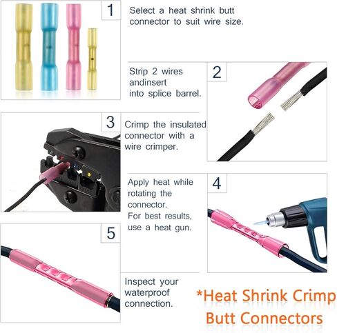 250 قطعة من موصلات الانكماش الحراري - موصلات أسلاك لحام سوبوبي وموصلات تجعيد المؤخرة المنكمشة بالحرارة - موصلات كهربائية مجموعة أطراف أسلاك متنوعة مقاومة للماء (26-10 جيجا) in Kuwait