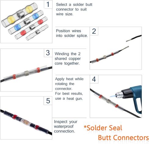 250 قطعة من موصلات الانكماش الحراري - موصلات أسلاك لحام سوبوبي وموصلات تجعيد المؤخرة المنكمشة بالحرارة - موصلات كهربائية مجموعة أطراف أسلاك متنوعة مقاومة للماء (26-10 جيجا) in Kuwait