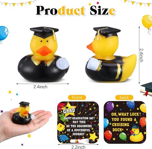 30 Pcs Graduation Rubber Ducks with Party Cards Mini Ducky Favors Graduation Cap and Certificate for Pool Bath Toys Gifts Party Supplies(Yellow) in Saudi Arabia