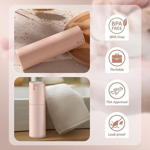 زجاجات ضخ بدون هواء سعة 1 أونصة، حاوية لوشن للسفر، حاويات للعناية بالبشرة للمرطب (بلاستيك، وردي غير لامع، 3 قطع) in Kuwait