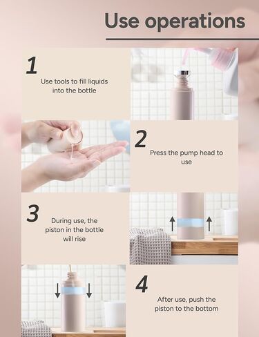 زجاجات ضخ بدون هواء سعة 1 أونصة، حاوية لوشن للسفر، حاويات للعناية بالبشرة للمرطب (بلاستيك، وردي غير لامع، 3 قطع) in Kuwait