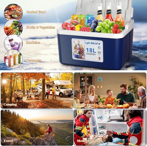 LifeBROS 19qt Insulated Portable Cooler Leak-Proof Airtight Ice Chest Dry Box Hard Cooler Plus Ice Packs for Travel, BBQ, Camping, Picnic-Blue in Saudi Arabia