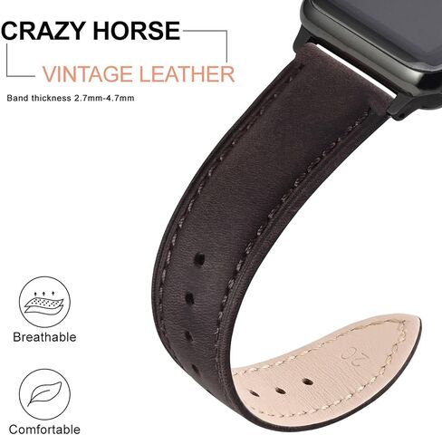 ANNEFIT Retro Watch Band, Crazy Horse Leather Watch Strap with Quick Release, Choice of Width 18mm 19mm 20mm 21mm 22mm in Kuwait