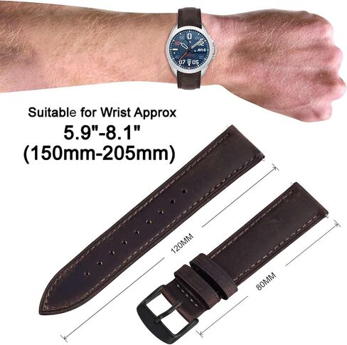 ANNEFIT Retro Watch Band, Crazy Horse Leather Watch Strap with Quick Release, Choice of Width 18mm 19mm 20mm 21mm 22mm in Kuwait