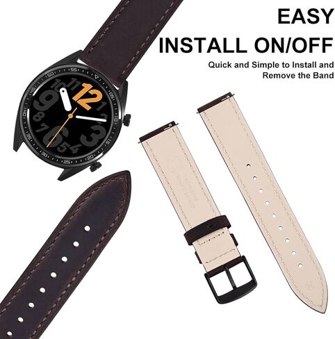 ANNEFIT Retro Watch Band, Crazy Horse Leather Watch Strap with Quick Release, Choice of Width 18mm 19mm 20mm 21mm 22mm in Kuwait