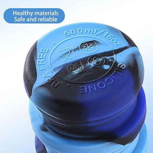 Collapsible Water Bottles Two Pack Travel Sports Portable Sport Water Bottle comes with mountaineering Buckle 500ml silicone Water-proof camping water bottle (Purple and Grey Color) in Saudi Arabia