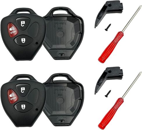 Key Fob Shell Case Replacement for 3 Button Toyota,Key Fob Cover with Screwdriver,Compatible for 2006-2018 Toyota 4Runner Corolla Matrix RAV4 Venza Yaris Scion iQ tC xB Key fob (3Button-2Pcs) in Saudi Arabia