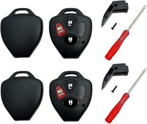 Key Fob Shell Case Replacement for 3 Button Toyota,Key Fob Cover with Screwdriver,Compatible for 2006-2018 Toyota 4Runner Corolla Matrix RAV4 Venza Yaris Scion iQ tC xB Key fob (3Button-2Pcs) in Saudi Arabia