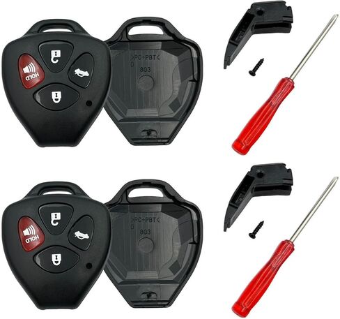 Key Fob Shell Case Replacement for 3 Button Toyota,Key Fob Cover with Screwdriver,Compatible for 2006-2018 Toyota 4Runner Corolla Matrix RAV4 Venza Yaris Scion iQ tC xB Key fob (3Button-2Pcs) in Saudi Arabia