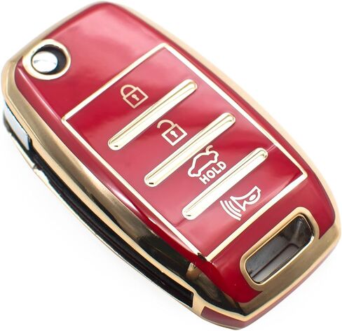 غطاء FEYOUN Key Fob متوافق مع Kia Forte Optima Rio Sedona Sorento Soul Sportage Hyundai Elantra Genesis Sonata Flip 4 أزرار TPU عن بعد بدون مفتاح غطاء حماية ملحقات غطاء حماية، أسود in Kuwait