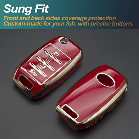 غطاء FEYOUN Key Fob متوافق مع Kia Forte Optima Rio Sedona Sorento Soul Sportage Hyundai Elantra Genesis Sonata Flip 4 أزرار TPU عن بعد بدون مفتاح غطاء حماية ملحقات غطاء حماية، أسود in Kuwait