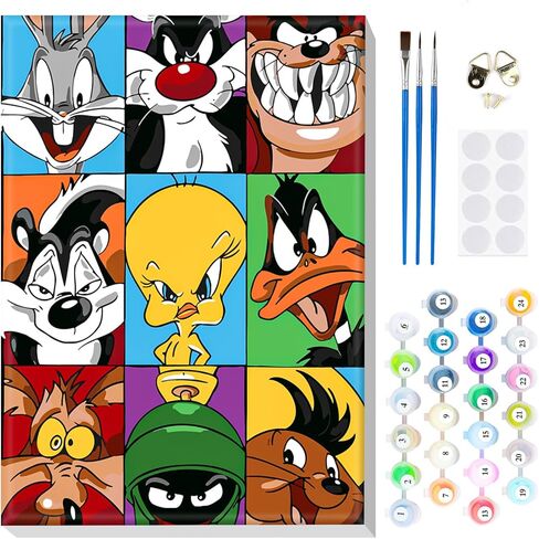 مجموعات الطلاء المؤطرة بالأرقام من MOGTAA للبالغين المبتدئين، طلاء كرتوني بالأرقام للفتيات من سن 8 إلى 12 عامًا، مجموعات الطلاء الزيتي DIY للديكور المنزلي (12 × 16 بوصة) in Kuwait