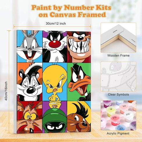 مجموعات الطلاء المؤطرة بالأرقام من MOGTAA للبالغين المبتدئين، طلاء كرتوني بالأرقام للفتيات من سن 8 إلى 12 عامًا، مجموعات الطلاء الزيتي DIY للديكور المنزلي (12 × 16 بوصة) in Kuwait