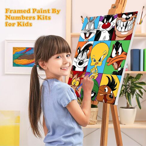 مجموعات الطلاء المؤطرة بالأرقام من MOGTAA للبالغين المبتدئين، طلاء كرتوني بالأرقام للفتيات من سن 8 إلى 12 عامًا، مجموعات الطلاء الزيتي DIY للديكور المنزلي (12 × 16 بوصة) in Kuwait