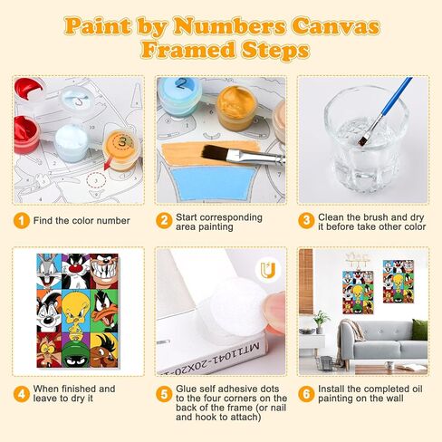مجموعات الطلاء المؤطرة بالأرقام من MOGTAA للبالغين المبتدئين، طلاء كرتوني بالأرقام للفتيات من سن 8 إلى 12 عامًا، مجموعات الطلاء الزيتي DIY للديكور المنزلي (12 × 16 بوصة) in Kuwait