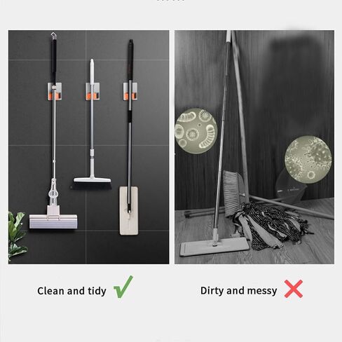 Broom and Mop Holder Wall Mounted, Stainless Steel Self Adhesive Single Broom Hanger Hook, Heavy Duty Organizer Rack, V-Shape Orange, 4 Pack in Saudi Arabia