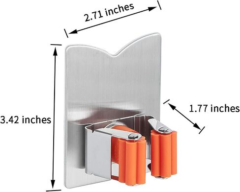 Broom and Mop Holder Wall Mounted, Stainless Steel Self Adhesive Single Broom Hanger Hook, Heavy Duty Organizer Rack, V-Shape Orange, 4 Pack in Saudi Arabia