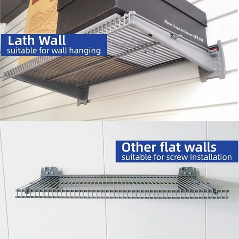 lesolar 2Pcs Metal Slat Wall Shelves 12 x 24 inch Wall Mounted Storage Shelf for Slatwall Accessories Garage Organizer for Shoes Baseball Glove Sundries in Kuwait