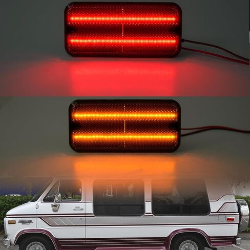 استبدال أضواء علامة الجانب LED لشاحنات سلسلة 1968-1972 Chevy C/K 1968-1996 GMC G/P Series Vans Amber Front & Rear مصابيح إشارة جانبية حمراء عدسات مدخنة OEM Fender Sidemarker Clearance Light Kit in Saudi Arabia