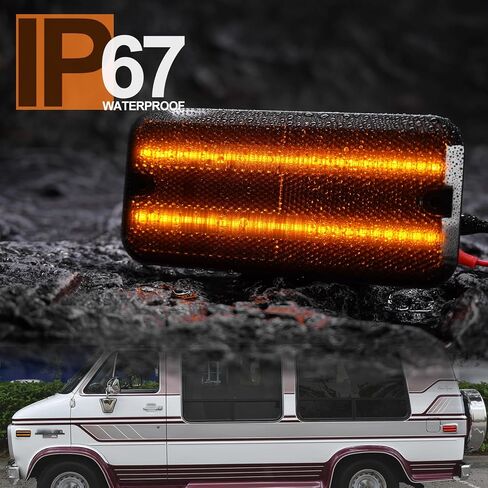 استبدال أضواء علامة الجانب LED لشاحنات سلسلة 1968-1972 Chevy C/K 1968-1996 GMC G/P Series Vans Amber Front & Rear مصابيح إشارة جانبية حمراء عدسات مدخنة OEM Fender Sidemarker Clearance Light Kit in Saudi Arabia