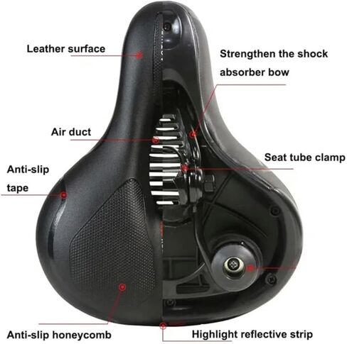 مقعد الدراجة ZAS ذو الذاكرة الإسفنجية بمفهوم مبتكر مكون من 5 مناطق - مقعد دراجة مثالي مع نظام تدفق الهواء المعزز - تصميم عالمي - مقعد دراجة مريح ومريح لجميع راكبي الدراجات in Kuwait