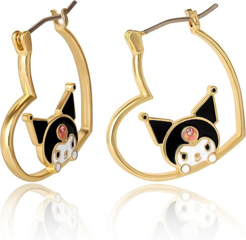 Sanrio Kuromi Earrings, Gold Tone Flash-Plated Hello Kitty Jewelry for Women Official License, Hello Kitty and Friends in Saudi Arabia