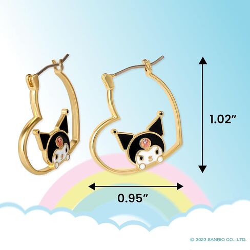 Sanrio Kuromi Earrings, Gold Tone Flash-Plated Hello Kitty Jewelry for Women Official License, Hello Kitty and Friends in Saudi Arabia