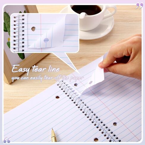 Teling 12 Pcs 1 Subject Spiral Notebook Wide Ruled Notebook 8 x 10 1/2 Inch Spiral Journal Notebook 3 Hole Divider Pockets Assorted Colors Easy Tear Line 70 Sheets Office School (Multi Color) in Saudi Arabia
