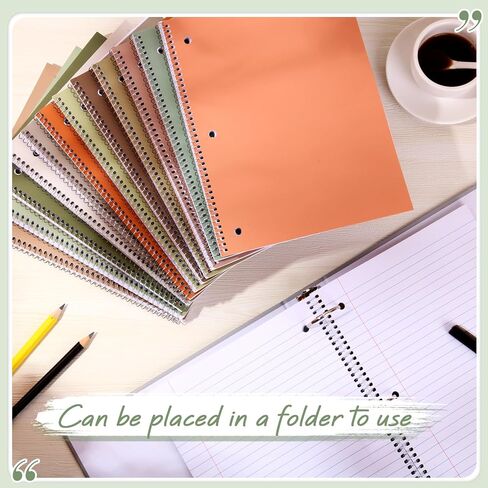Teling 12 Pcs 1 Subject Spiral Notebook Wide Ruled Notebook 8 x 10 1/2 Inch Spiral Journal Notebook 3 Hole Divider Pockets Assorted Colors Easy Tear Line 70 Sheets Office School (Multi Color) in Saudi Arabia