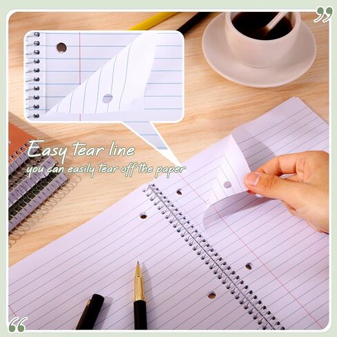 Teling 12 Pcs 1 Subject Spiral Notebook Wide Ruled Notebook 8 x 10 1/2 Inch Spiral Journal Notebook 3 Hole Divider Pockets Assorted Colors Easy Tear Line 70 Sheets Office School (Multi Color) in Saudi Arabia