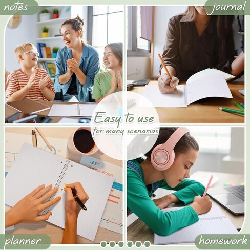 Teling 12 Pcs 1 Subject Spiral Notebook Wide Ruled Notebook 8 x 10 1/2 Inch Spiral Journal Notebook 3 Hole Divider Pockets Assorted Colors Easy Tear Line 70 Sheets Office School (Multi Color) in Saudi Arabia