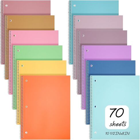 Teling 12 جهاز كمبيوتر شخصى 1 موضوع دفتر دوامة دفتر واسع يحكم 8 × 10 1/2 بوصة دوامة مجلة دفتر 3 فتحات جيوب مقسمة ألوان متنوعة سهلة المسيل للدموع خط 70 ورقة مكتب المدرسة (متعدد الألوان) in Saudi Arabia