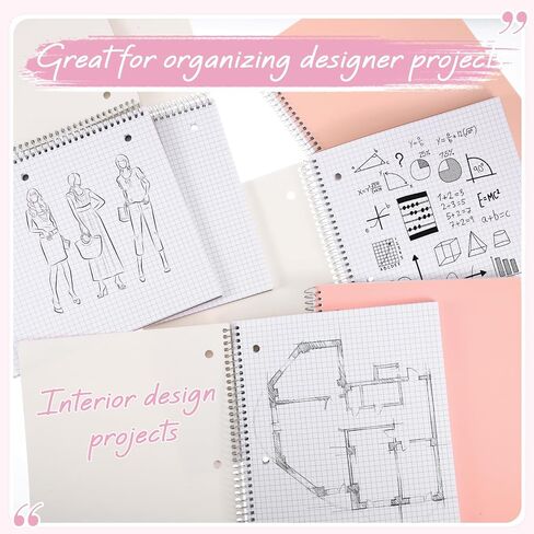 12 Pcs 1 Subject Spiral Notebook 5 x 5 Graph Ruled (5 Squares/inch) Notebook 8 x 10 1/2 In Spiral Journal Notebook 3 Hole Divider Pockets Assorted Colors 100 Sheets(Simple Color) in Saudi Arabia