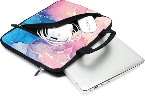 حافظة كمبيوتر محمول مقاس 11.6 بوصة مقاس 12.2 بوصة، حافظة Chromebook، حافظة كمبيوتر محمول Ultrabook، حافظة كمبيوتر لوحي، حافظة بمقبض من النيوبرين للرجال والنساء، جيبان يناسب Apple MacBook Air Samsung Acer HP(رخام وردي) in Kuwait