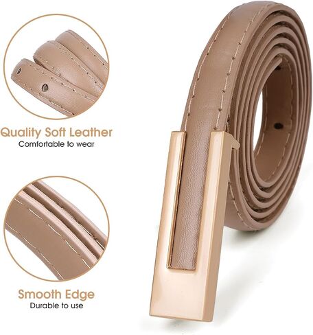 3 Pack Women Thin Leather Belts for Dress Jeans Belt with Gold Buckle Belts for Women in Saudi Arabia