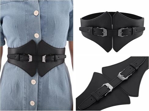 حزام فستان نسائي مرن واسع النطاق من Ayliss حزام خصر عصري عتيق من جلد البولي يوريثان وحفلات تنكرية in Kuwait