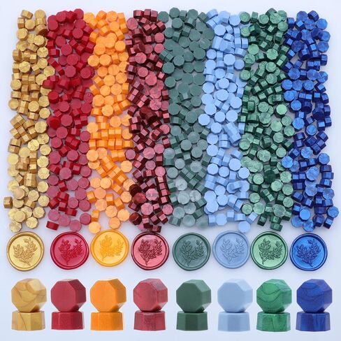 800 Pcs Assorted Color Wax Seal Beads Bulk, Andotopee Multicolor Sealing Wax Beads for Stamp Seals, Wax Sealing Pellets Red Green Blue Gold Orange Yellow for Wedding, Envelope Seal, DIY Craft in Saudi Arabia