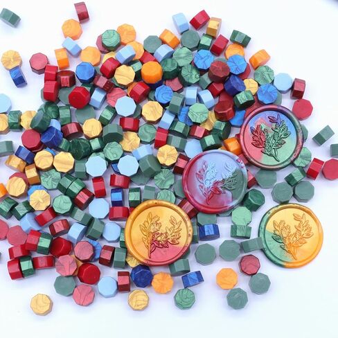 800 Pcs Assorted Color Wax Seal Beads Bulk, Andotopee Multicolor Sealing Wax Beads for Stamp Seals, Wax Sealing Pellets Red Green Blue Gold Orange Yellow for Wedding, Envelope Seal, DIY Craft in Saudi Arabia