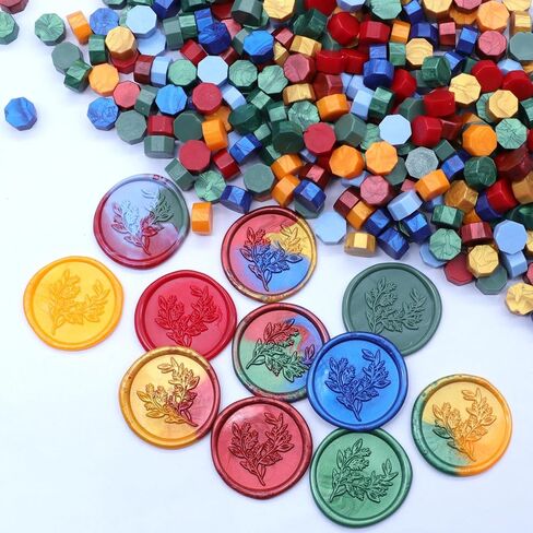 800 Pcs Assorted Color Wax Seal Beads Bulk, Andotopee Multicolor Sealing Wax Beads for Stamp Seals, Wax Sealing Pellets Red Green Blue Gold Orange Yellow for Wedding, Envelope Seal, DIY Craft in Saudi Arabia
