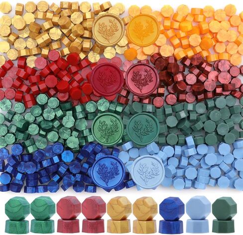 800 Pcs Assorted Color Wax Seal Beads Bulk, Andotopee Multicolor Sealing Wax Beads for Stamp Seals, Wax Sealing Pellets Red Green Blue Gold Orange Yellow for Wedding, Envelope Seal, DIY Craft in Saudi Arabia