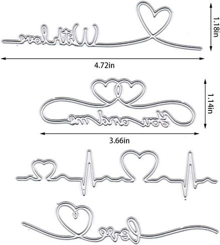 Valentines Cutting Dies for Card Making, Heartbeat Words Die Cuts Valentines Dies Embossing Stencil Template Tool for DIY Scrapbooking Paper Card and Photo Album Craft Decoration in Saudi Arabia